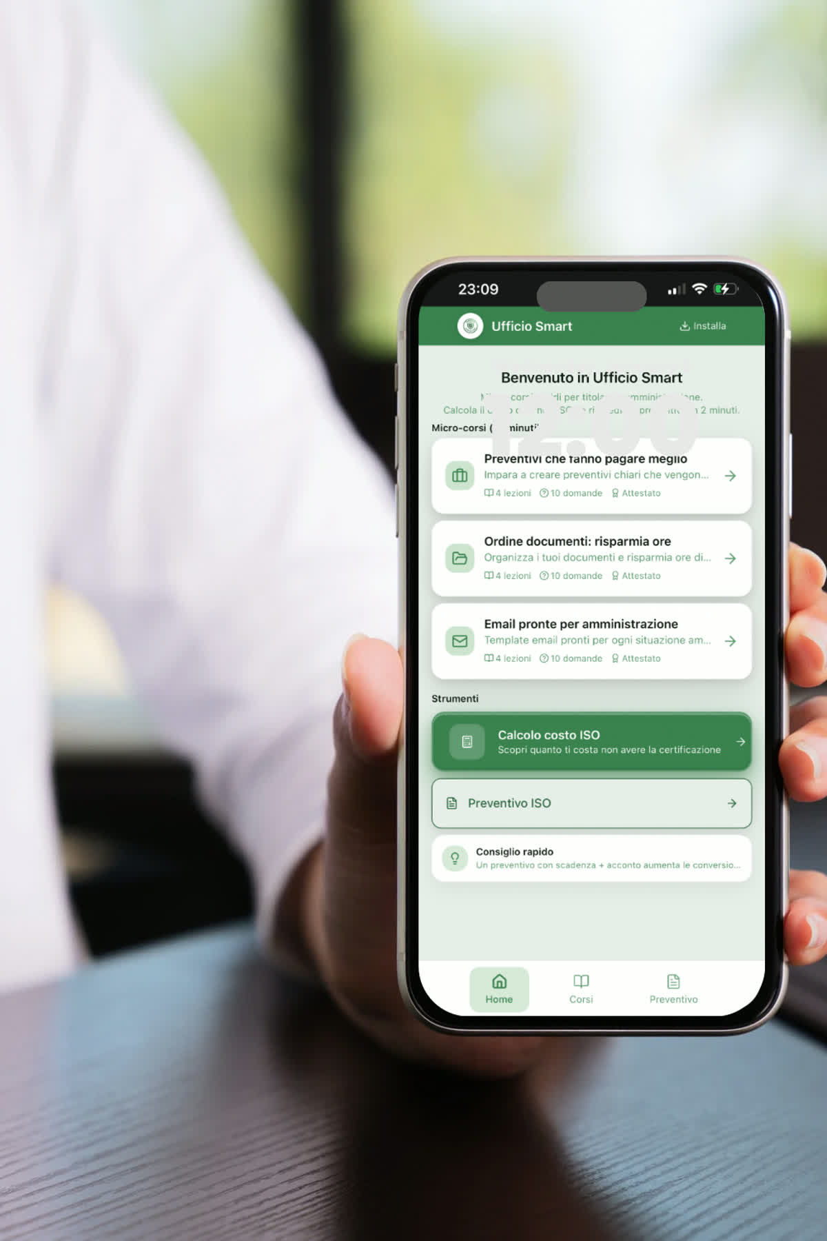 Mockup della web app Ufficio Smart