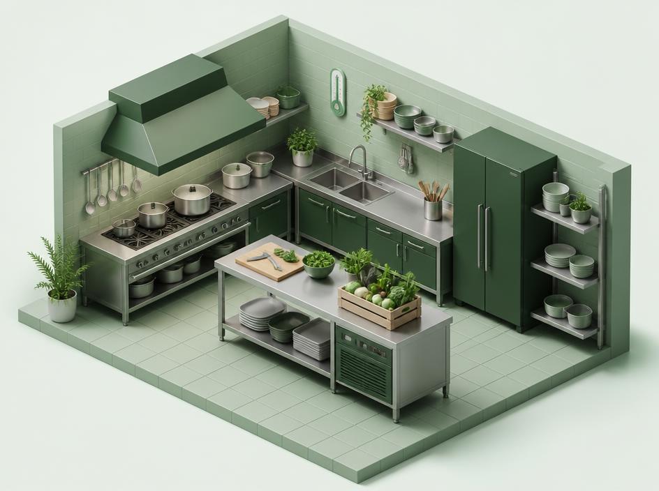 Illustrazione 3D del settore Alimentare e ristorazione