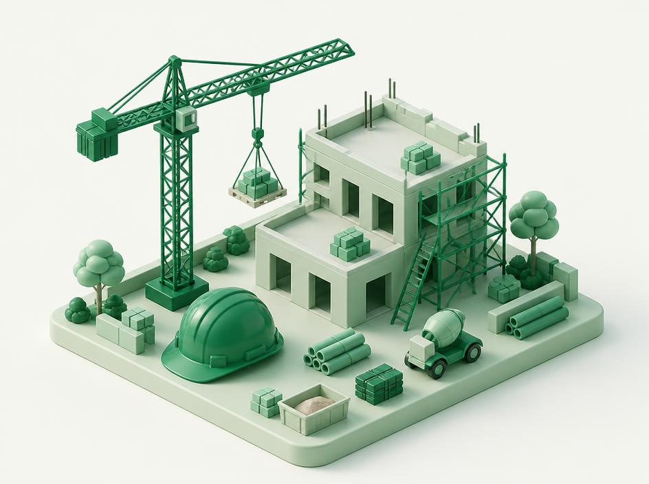 Illustrazione 3D del settore Edilizia e cantieri