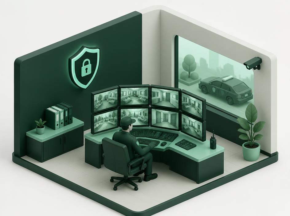 Illustrazione 3D del settore Vigilanza privata